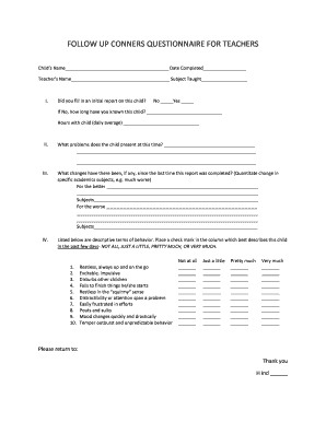 Conners Questionnaire Online Fill Online Printable Fillable Blank Pdffiller