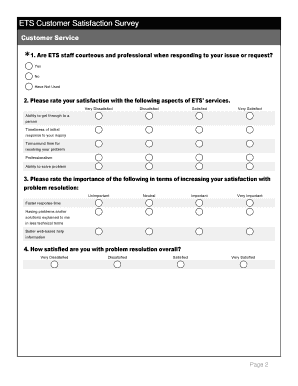 Csat template excel - ETS Customer Satisfaction Survey - howard.edu