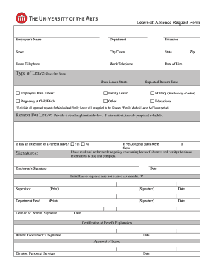 Leave Of Absence Form Template Fill Online Printable Fillable Blank Pdffiller