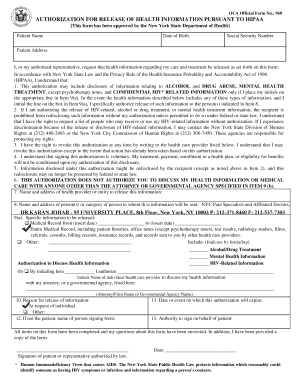 Oca form 960 - I, or my authorized representative, request that health information regarding my care and treatment be released as set forth on this form: