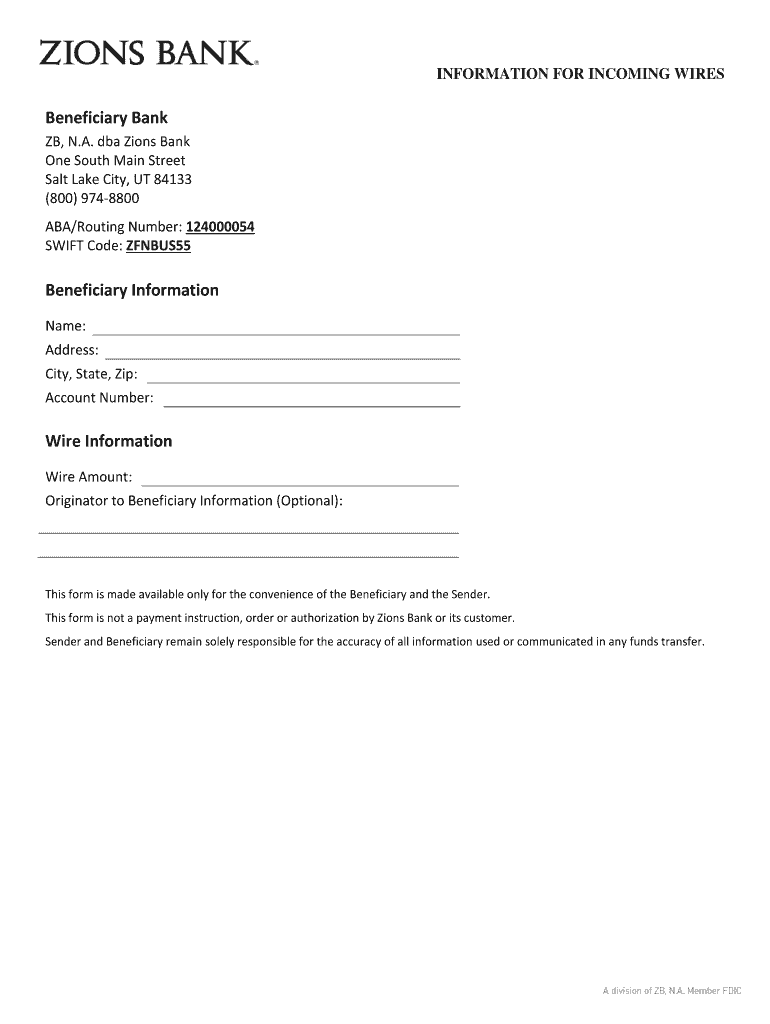 zions bank iban number Preview on Page 1