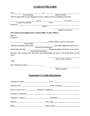 GUARANTOR FORM Guarantor's Credit Information - FreeListingTours