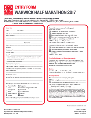 Online registration form for events - Digital event registration form template - British Heart Foundation