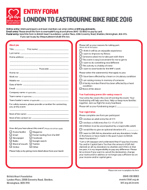 Digital event registration form template - British Heart Foundation