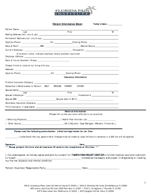Patient Information Sheet