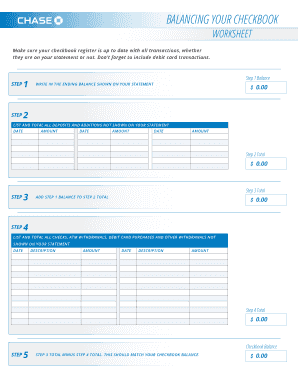 Checkbook Balancing Worksheet