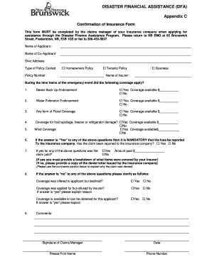 Confirmation of insurance form