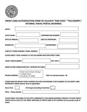 CREDIT CARD AUTHORIZATION FORM TO VALIDATE ... - RISD Info