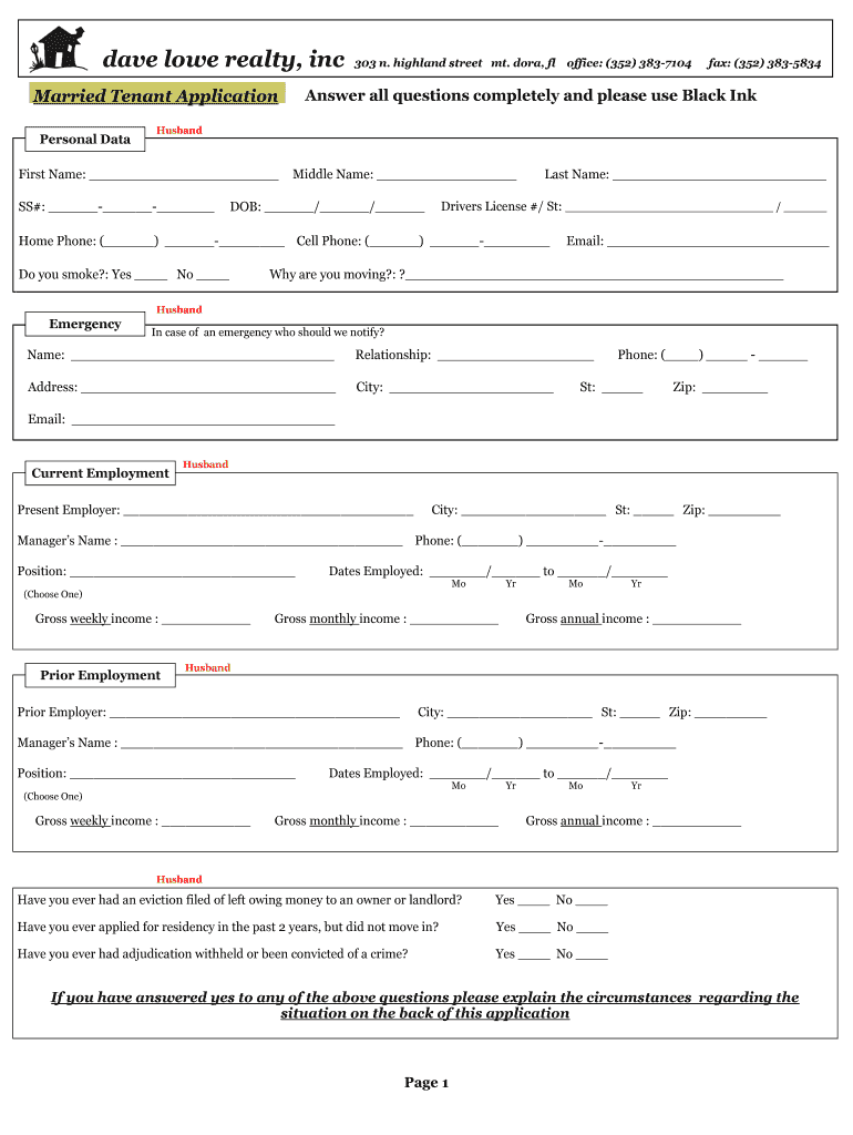 Fillable Online dave lowe realty, inc Fax Email Print pdfFiller