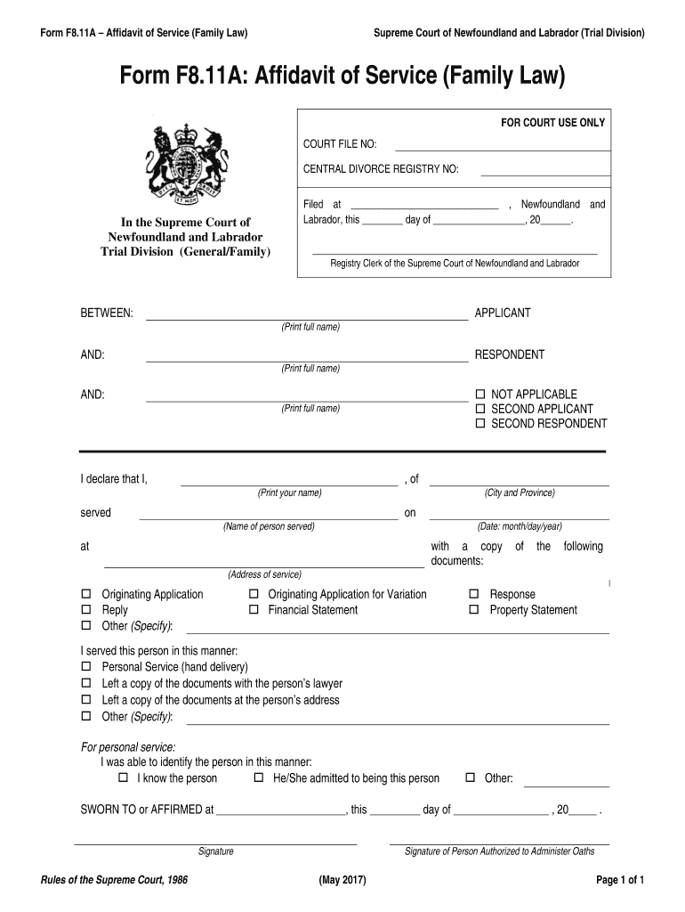 Fillable Online Instructions Affidavit of Service (Family Law) Fax Email Print pdfFiller