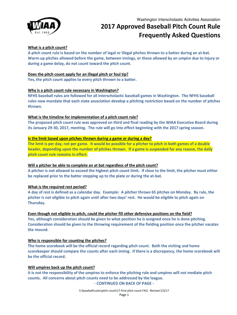 Fillable Online What is a pitch count Fax Email Print pdfFiller