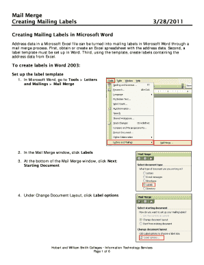 Mailing label template word - Creating Mailing Labels in HWS.edu