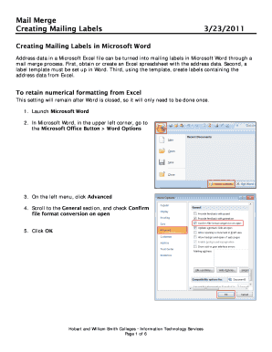 Shipping label template word - Creating Mailing Labels