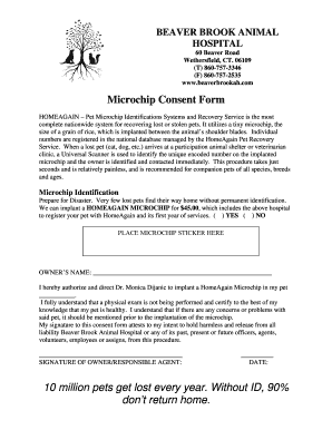 Fillable Online Microchip Consent Form - Beaver Brook Animal Hospital