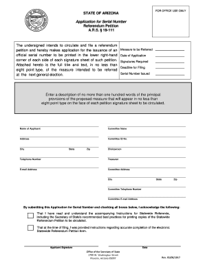 Application for Serial Number and Instructions - Arizona Secretary of ...