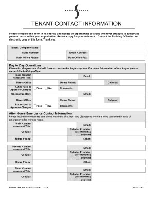 Fillable Online Tenant Contact Information Form - Denver City Center ...