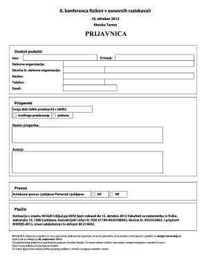 Slovenia Physicists Conference Registration Form