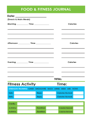fillable online food fitness journal fitness activity time food and activity journal