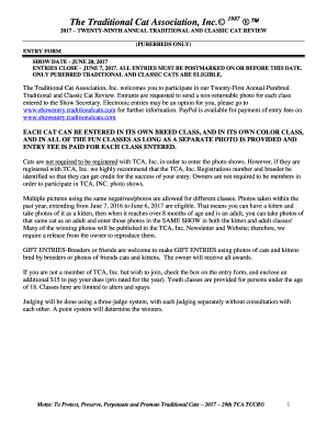 Purebred Cat Show Full Packet (All forms) - Traditional Cat ...