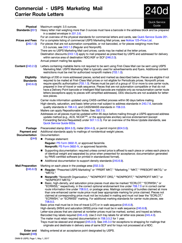 Fillable Online Commercial USPS Marketing Mail Fax Email Print