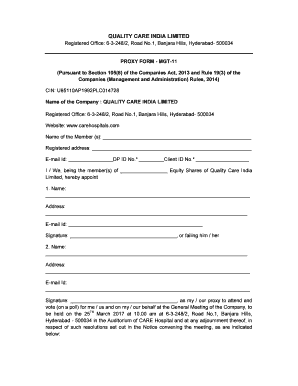 Qcil shareholder meeting proxy form - attendance slip - Care Hospitals