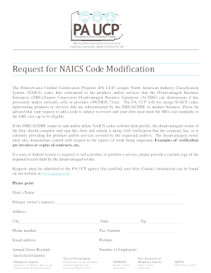 Fillable Online NAICS Code Modification Form - Small Business ...