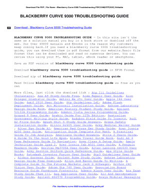 Blackberry Curve 9300 Troubleshooting Guide. Blackberry Curve 9300 Troubleshooting Guide