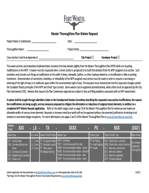 Fillable Online fortworthtexas Master Thoroughfare Plan Waiver Request ...