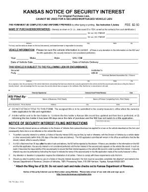 Kansas Notice of Security Interest