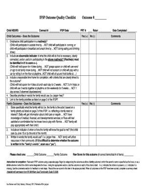 IFSP Outcome Quality Checklist - Nebraska Department of Education