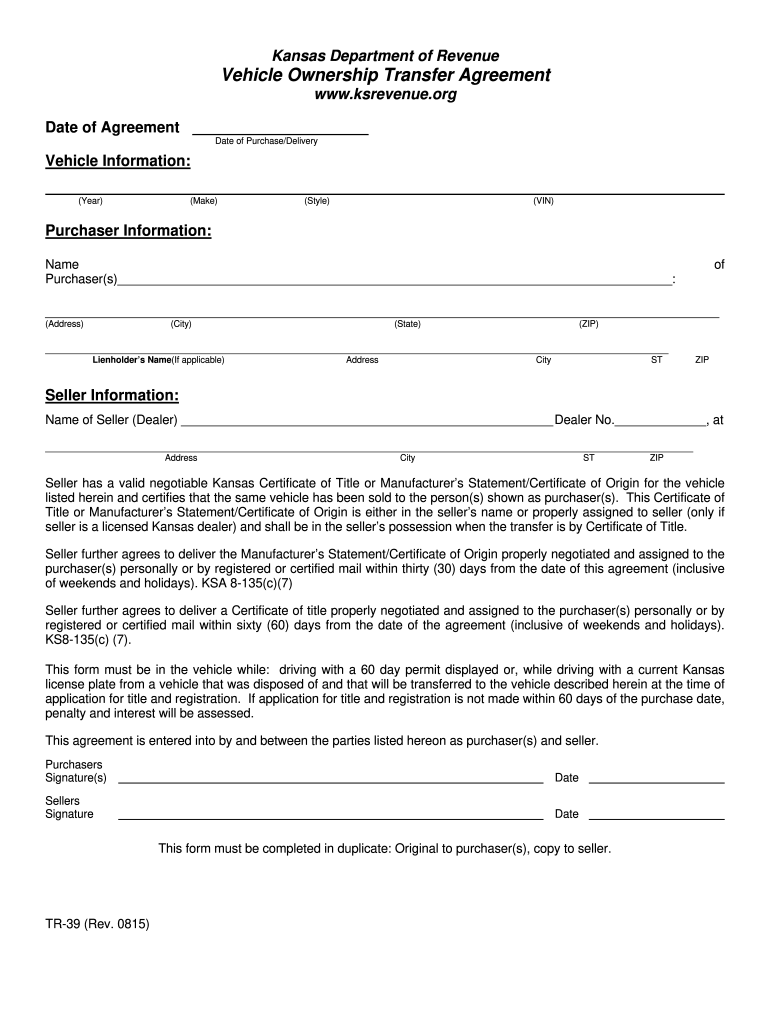 2015 2023 Form KS TR 39 Fill Online Printable Fillable Blank PdfFiller