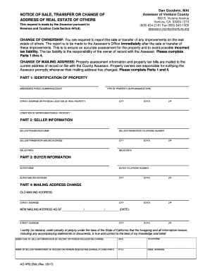 Fillable Online notice of sale, transfer or change of address of real ...