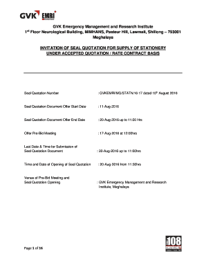 Fillable Online Seal Quotation For Stationery 16 17 Gvk Emri Fax