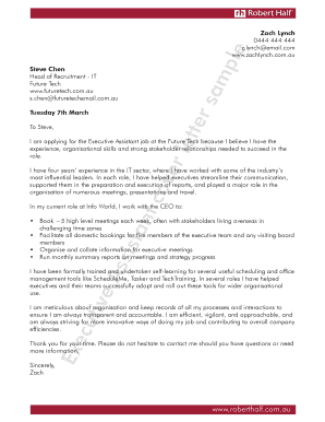 example of executive assistant cover letter