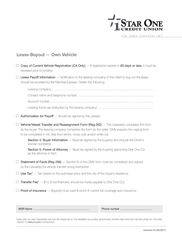 Fillable Online CA DMV CHECKLIST Fax Email Print pdfFiller