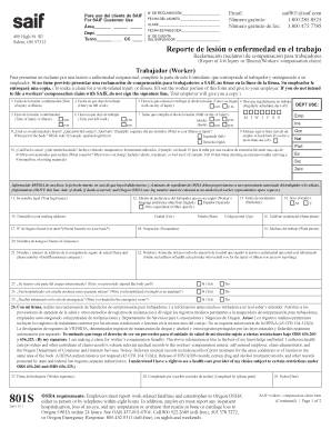 Fillable Online SAIF Reporte de lesi n o enfermedad en el trabajo (801 ...