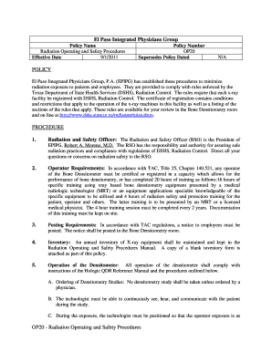Fillable Online Radiation Operating and Safety Procedures Fax Email Print - pdfFiller