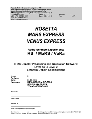 Fillable Online ROSETTA MARS EXPRESS VENUS EXPRESS Radio Science ...