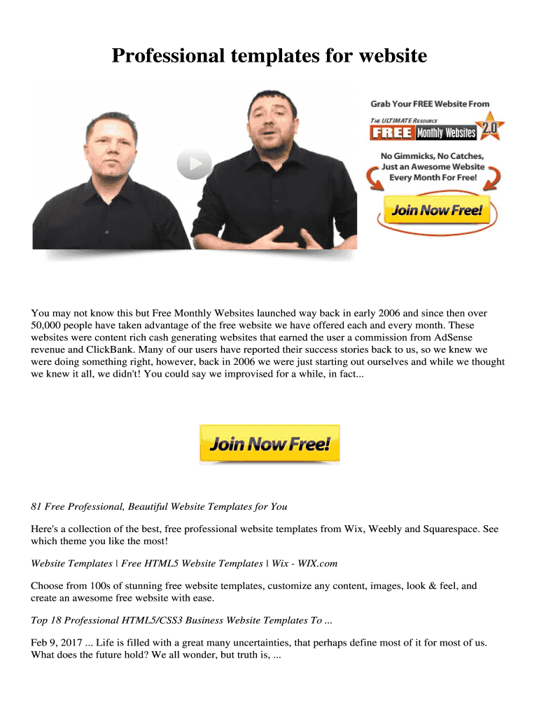 Fillable Online Professional templates for website Fax Email Print ...