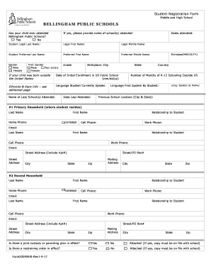 Middle and High School Registration Form - Bellingham Public ...
