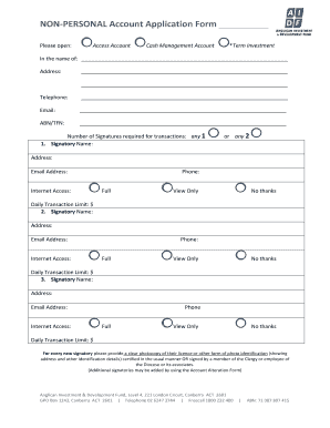 Non-Personal Account Application Form