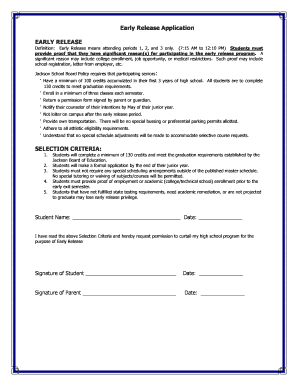 Early Release Form - Jackson School District