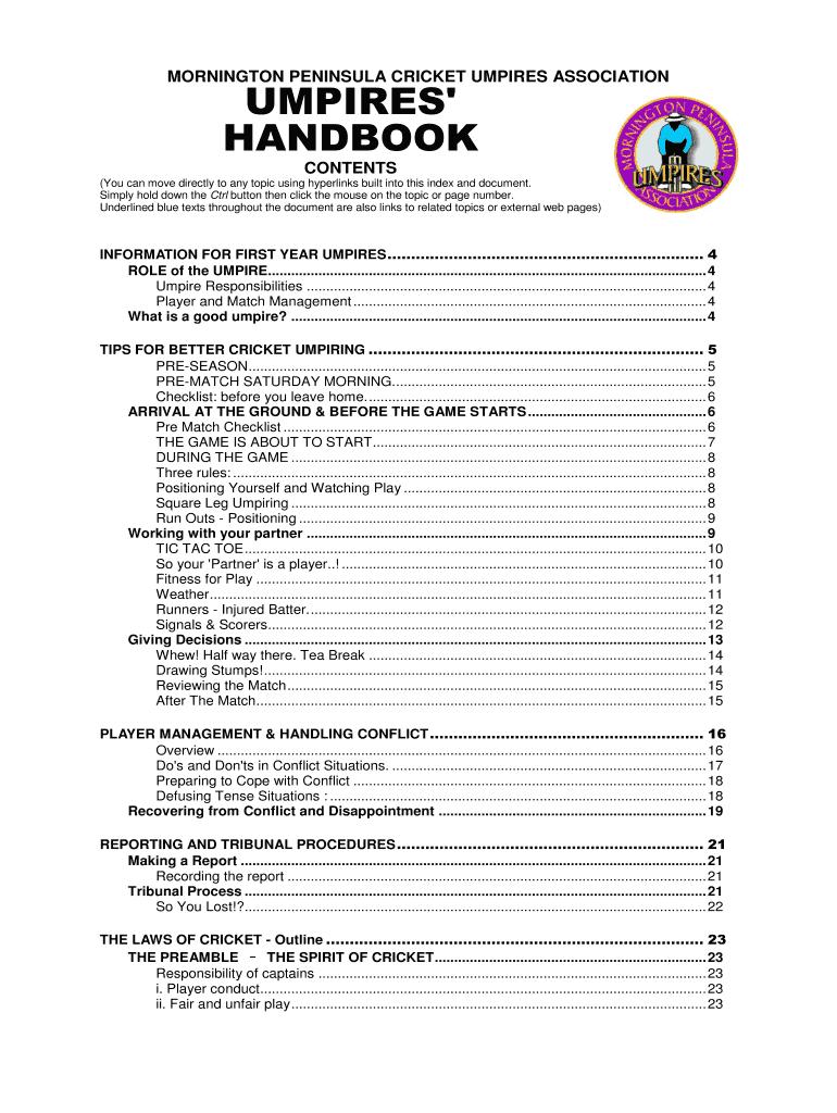Fillable Online Umpire's Handbook Fax Email Print pdfFiller