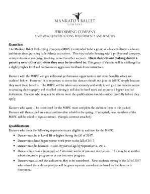 Fillable Online Performing Company Audition Application - Mankato