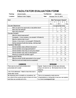 Facilitator evaluation form