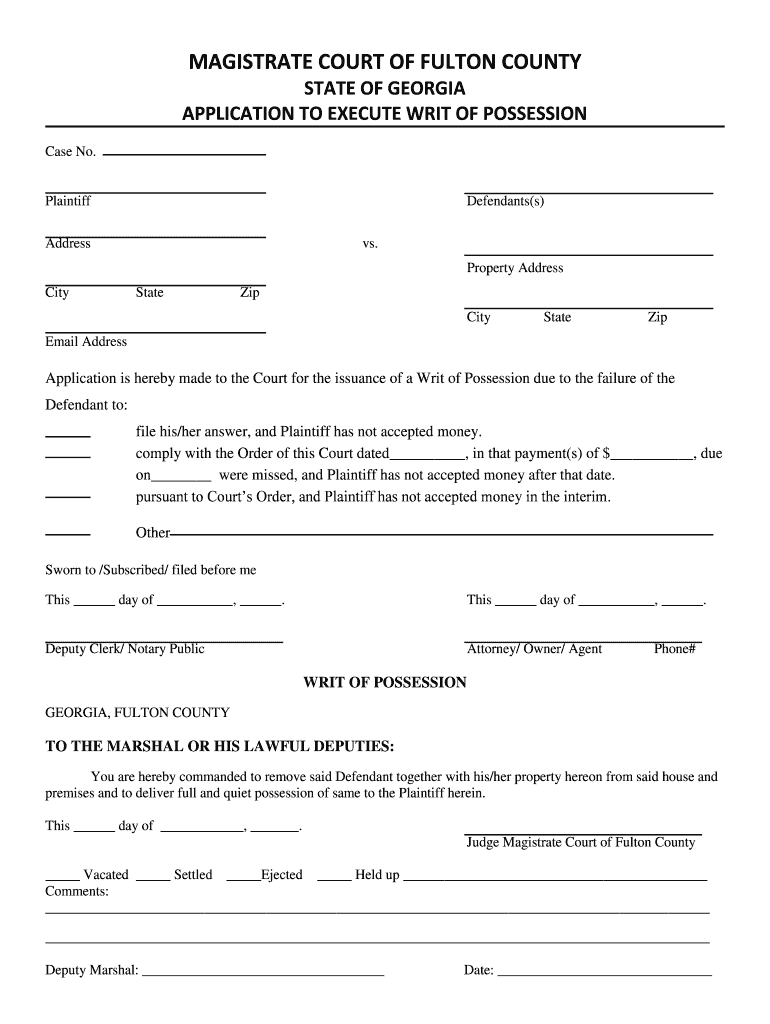 Fulton County Eviction Forms Fill Out Sign Online DocHub