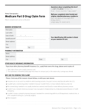 Fillable Online IND PPO MED Part D Drug Claim Form Fax Email Print