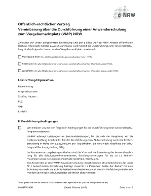 Vereinbarung Anwenderschulung - d-NRW
