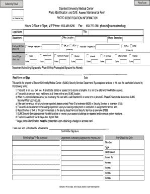 Photo Identification and CAS Access Maintenance Form