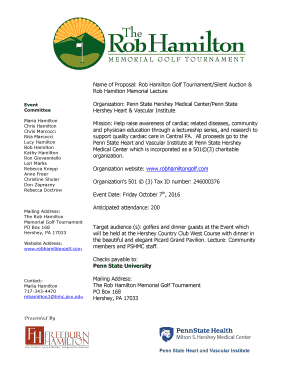 Name of Proposal: Rob Hamilton Golf Tournament/Silent Auction ...